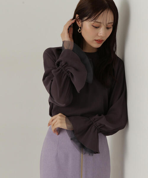 PROPORTION BODY DRESSING(プロポーションボディドレッシング)の「楊柳キャンディースリーブブラウス / 1214210920(シャツ/ブラウス・レディース・ベージュ系その他/グレー/ダークグレー・FREE)」の8枚目の写真
