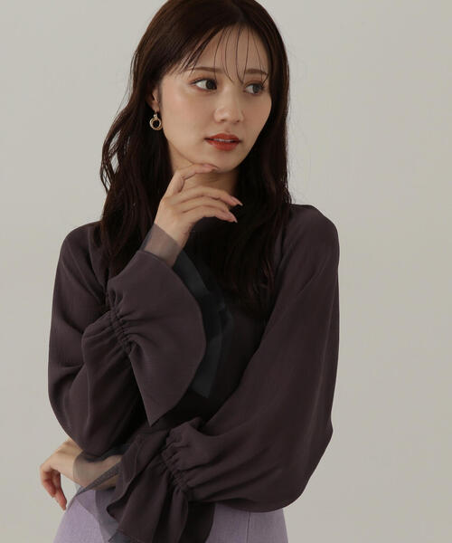 PROPORTION BODY DRESSING(プロポーションボディドレッシング)の「楊柳キャンディースリーブブラウス / 1214210920(シャツ/ブラウス・レディース・ベージュ系その他/グレー/ダークグレー・FREE)」の11枚目の写真