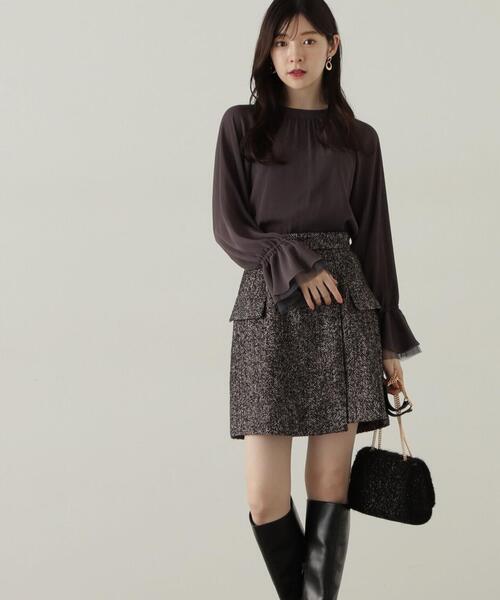 PROPORTION BODY DRESSING(プロポーションボディドレッシング)の「楊柳キャンディースリーブブラウス / 1214210920(シャツ/ブラウス・レディース・ベージュ系その他/グレー/ダークグレー・FREE)」の12枚目の写真