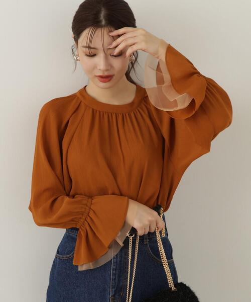 PROPORTION BODY DRESSING(プロポーションボディドレッシング)の「楊柳キャンディースリーブブラウス / 1214210920(シャツ/ブラウス・レディース・ベージュ系その他/グレー/ダークグレー・FREE)」の3枚目の写真