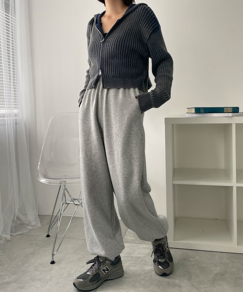 WEGO（ウィゴー）の「WEGO/裏起毛スウェットジョガーパンツ（スウェットパンツ・レディース・ブラック/アイボリー/杢グレー・MEDIUM/SMALL）」の6枚目の写真