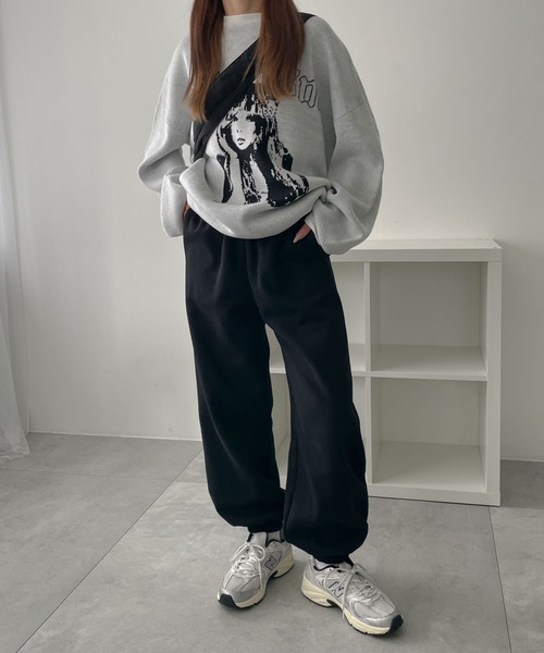 WEGO（ウィゴー）の「WEGO/裏起毛スウェットジョガーパンツ（スウェットパンツ・レディース・ブラック/アイボリー/杢グレー・MEDIUM/SMALL）」の5枚目の写真