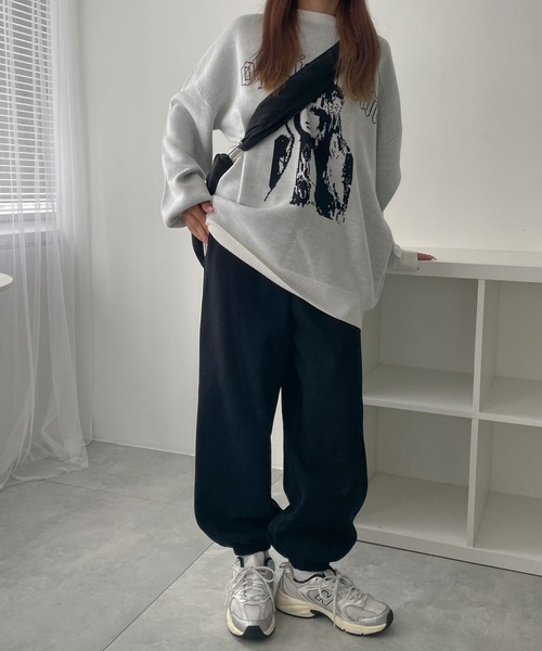 WEGO（ウィゴー）の「WEGO/裏起毛スウェットジョガーパンツ（スウェットパンツ・レディース・ブラック/アイボリー/杢グレー・MEDIUM/SMALL）」の15枚目の写真