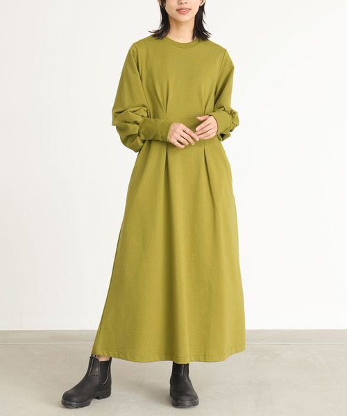 n'OrLABEL（ノアールレーベル）の「『ウエスト絞りワンピース』（ワンピース・レディース・グリーン/ブルー/ブラック・1/2）」の4枚目の写真