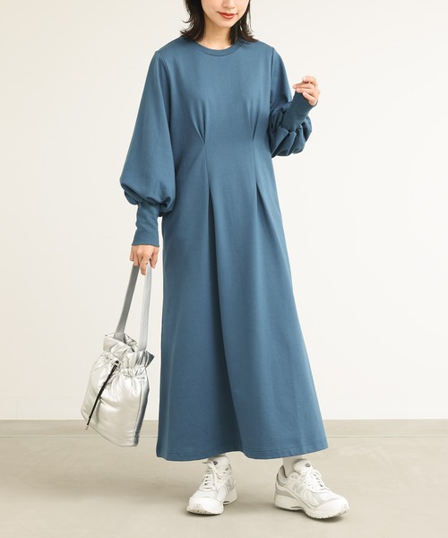 n'OrLABEL（ノアールレーベル）の「『ウエスト絞りワンピース』（ワンピース・レディース・グリーン/ブルー/ブラック・1/2）」の5枚目の写真