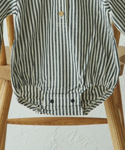 pairmanon(ペアマノン)の「【ベビー】チェック ストライプ 丸襟ロンパース(ロンパース・キッズ・ブラック/ブラウン/ベージュ/ブルー・80/70)」の7枚目の写真