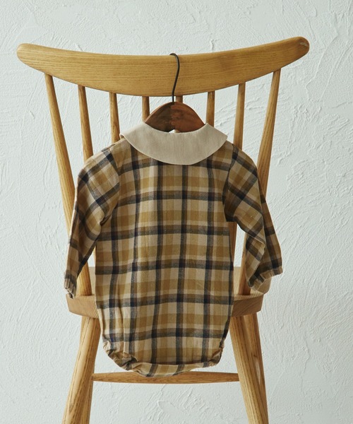 pairmanon(ペアマノン)の「【ベビー】チェック ストライプ 丸襟ロンパース(ロンパース・キッズ・ブラック/ブラウン/ベージュ/ブルー・80/70)」の8枚目の写真