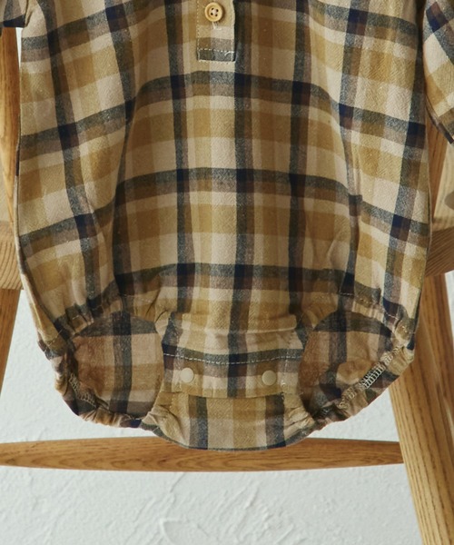 pairmanon(ペアマノン)の「【ベビー】チェック ストライプ 丸襟ロンパース(ロンパース・キッズ・ブラック/ブラウン/ベージュ/ブルー・80/70)」の10枚目の写真