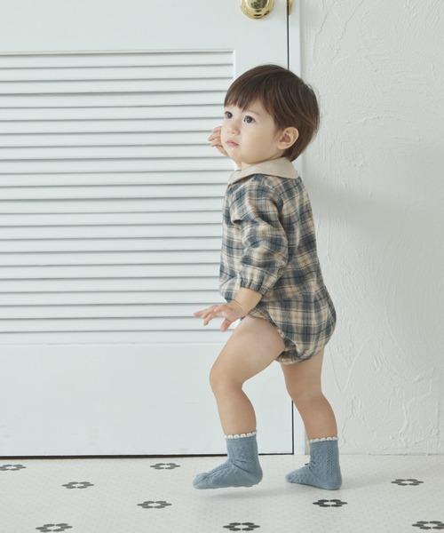 verybrain チェック柄ロンパース verybrain チェック柄ロンパース