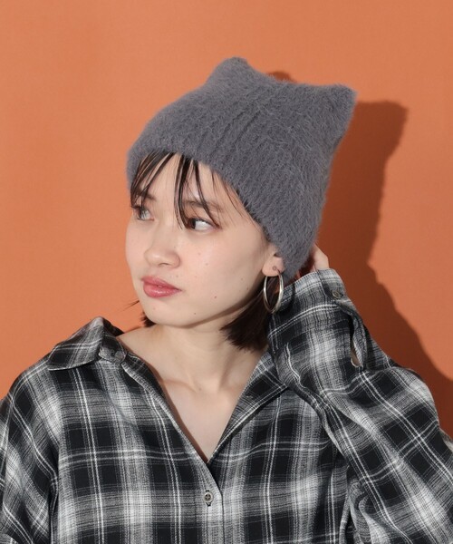 BEAMS HEART（ビームスハート）の「猫耳 シャギーワッチ（ハット・レディース・ホワイト系その他5/ブラック/グレー・ONE SIZE）」の4枚目の写真