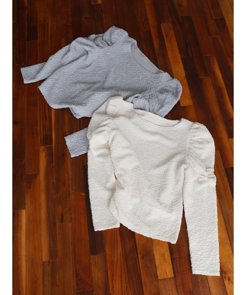 Katrin TOKYO（カトリーントーキョー）の「floating jacquard puff sleeve tops（Tシャツ/カットソー・レディース・ブルー系その他/アイボリー・FREE/XS）」の5枚目の写真