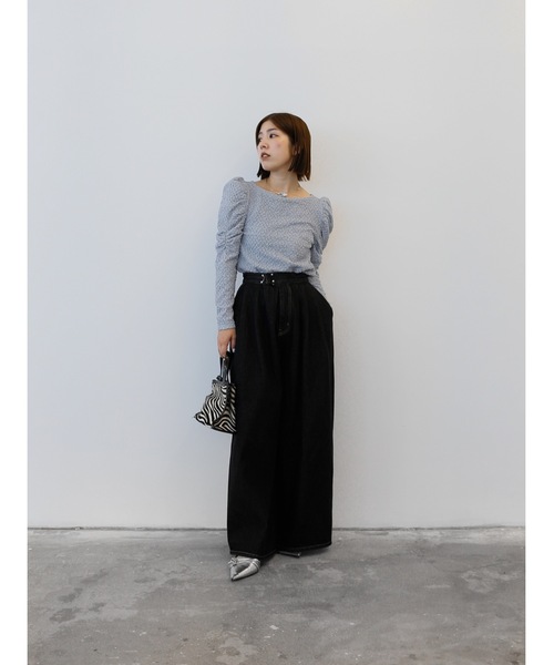 Katrin TOKYO（カトリーントーキョー）の「floating jacquard puff sleeve tops（Tシャツ/カットソー・レディース・ブルー系その他/アイボリー・FREE/XS）」の12枚目の写真