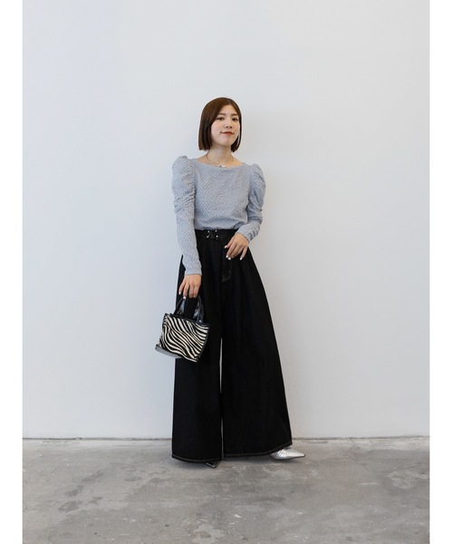 Katrin TOKYO（カトリーントーキョー）の「floating jacquard puff sleeve tops（Tシャツ/カットソー・レディース・ブルー系その他/アイボリー・FREE/XS）」の13枚目の写真