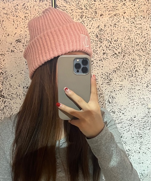Burner（バーナー）の「【OKUOKU　0909】 「L」ロゴ シンプル ニット帽 oku-bosi-742816042710-2（ニットキャップ/ビーニー・レディース・ベージュ/ピンク/ブラウン/アイボリー/ブラック/グレー・FREE）」の8枚目の写真