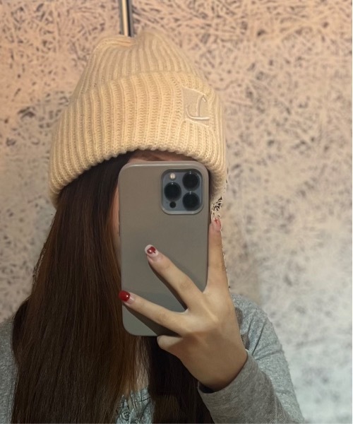 Burner（バーナー）の「【OKUOKU　0909】 「L」ロゴ シンプル ニット帽 oku-bosi-742816042710-2（ニットキャップ/ビーニー・レディース・ベージュ/ピンク/ブラウン/アイボリー/ブラック/グレー・FREE）」の12枚目の写真