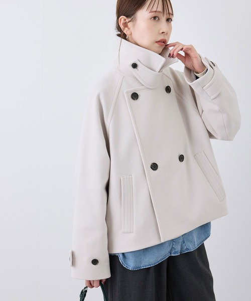 ROPE' PICNIC（ロペピクニック）の「ジャージメルトン＆ツィードスタンドカラーショートコート（その他アウター・レディース・ライトグレー/ブラック/ブラック系その他・38）」の20枚目の写真