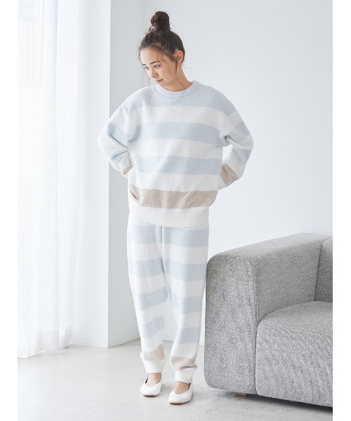【gelato pique】ほぼ未使用 限定 ベビモコ ルームウェア パジャマ gelato pique（ジェラートピケ）の「ベビモコボーダープルオーバー