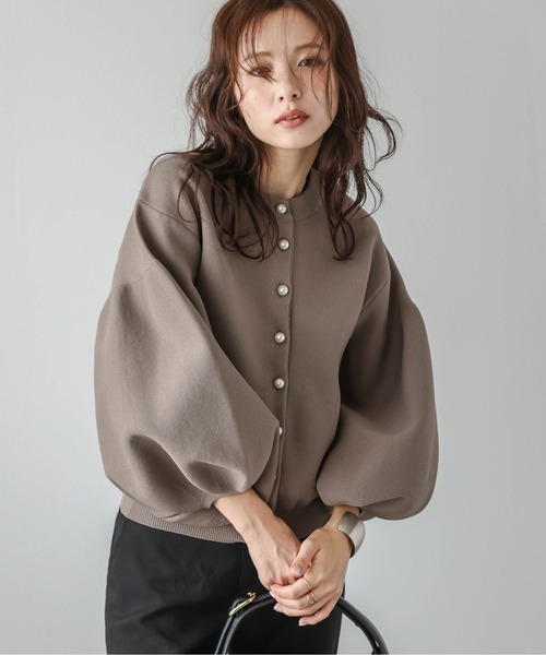 セール】2wayパールニットカーディガン（カーディガン/ボレロ）｜AMELY