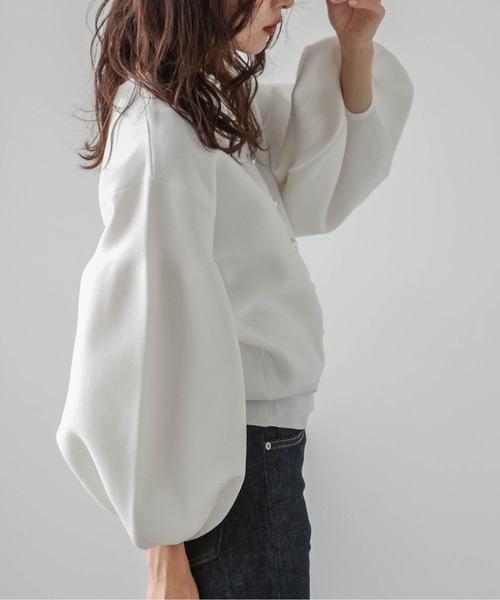 AMELY（エミリー）の「2wayパールニットカーディガン（カーディガン/ボレロ・レディース・ホワイト/ライトグレー/ブラック/ベージュ/ミント/モカ・フリー）」の8枚目の写真