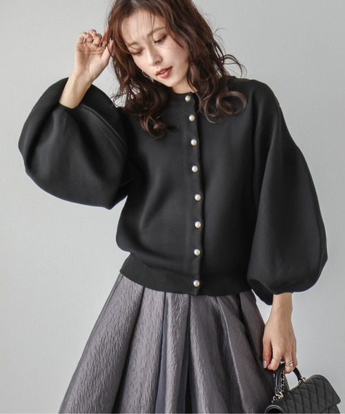 AMELY（エミリー）の「2wayパールニットカーディガン（カーディガン/ボレロ・レディース・ホワイト/ライトグレー/ブラック/ベージュ/ミント/モカ・フリー）」の11枚目の写真