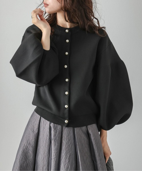 AMELY（エミリー）の「2wayパールニットカーディガン（カーディガン/ボレロ・レディース・ホワイト/ライトグレー/ブラック/ベージュ/ミント/モカ・フリー）」の13枚目の写真