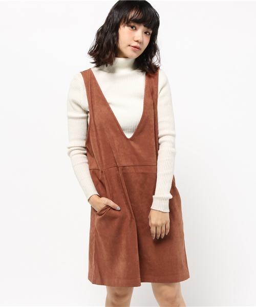 mystic（ミスティック）の「【mystic】Vネックワンピース（ワンピース・レディース・キャメル/グレー/ブラック・ﾌﾘ-）」の3枚目の写真