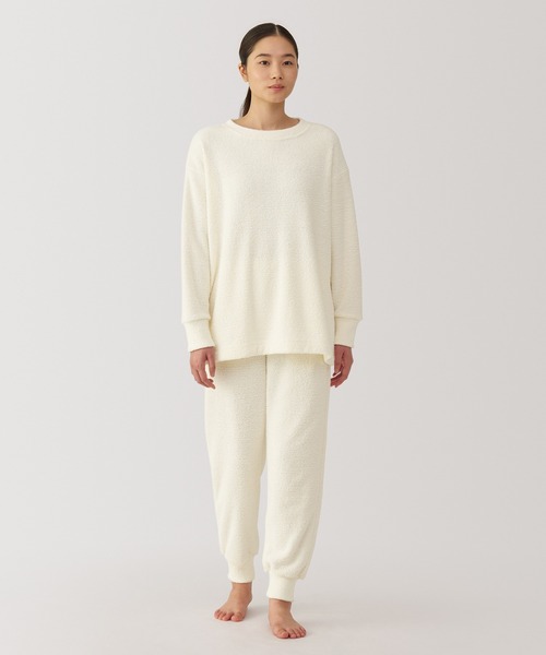 TENTAIL ネイビー フリース素材ルームウェアセット 無印良品（ムジルシリョウヒン）の「紳士 なめらかニットフリース 長袖