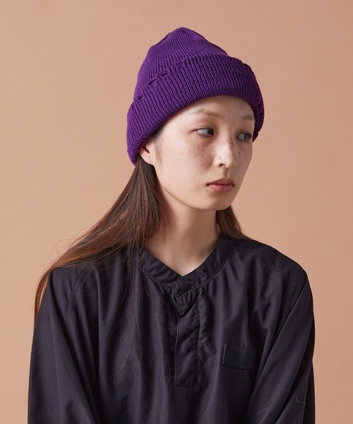 CPH(シーピーエイチ)の「Cuff knit cap / AC damage / ニットキャップ(ニットキャップ/ビーニー・メンズ・ブラック/パープル・FREE)」の4枚目の写真