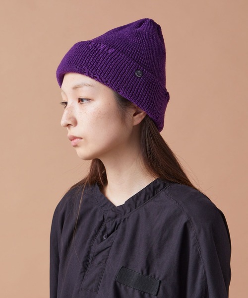 CPH(シーピーエイチ)の「Cuff knit cap / AC damage / ニットキャップ(ニットキャップ/ビーニー・メンズ・ブラック/パープル・FREE)」の6枚目の写真