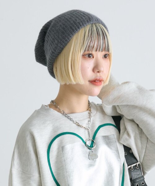 w closet(ダブルクローゼット)の「【4色展開】ニット帽(キャップ・レディース・オフホワイト/グレー/ピンク/パープル・FREE)」の3枚目の写真