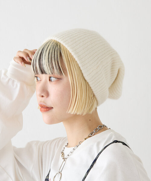 w closet(ダブルクローゼット)の「【4色展開】ニット帽(キャップ・レディース・オフホワイト/グレー/ピンク/パープル・FREE)」の2枚目の写真