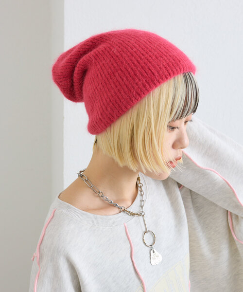 w closet(ダブルクローゼット)の「【4色展開】ニット帽(キャップ・レディース・オフホワイト/グレー/ピンク/パープル・FREE)」の4枚目の写真