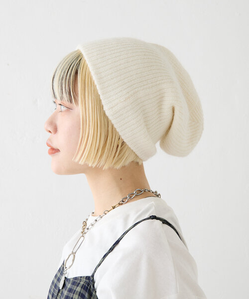w closet(ダブルクローゼット)の「【4色展開】ニット帽(キャップ・レディース・オフホワイト/グレー/ピンク/パープル・FREE)」の6枚目の写真