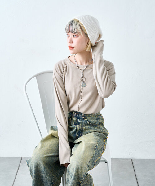 w closet(ダブルクローゼット)の「【4色展開】ニット帽(キャップ・レディース・オフホワイト/グレー/ピンク/パープル・FREE)」の8枚目の写真