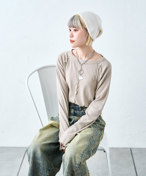 w closet(ダブルクローゼット)の「【4色展開】ニット帽(キャップ・レディース・オフホワイト/グレー/ピンク/パープル・FREE)」の9枚目の写真