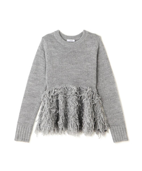 NATURAL BEAUTY BASIC(ナチュラルビューティーベーシック)の「◇ループペプラムニット(ニット/セーター・レディース・レッド/オフホワイト/グレー・FREE)」の4枚目の写真