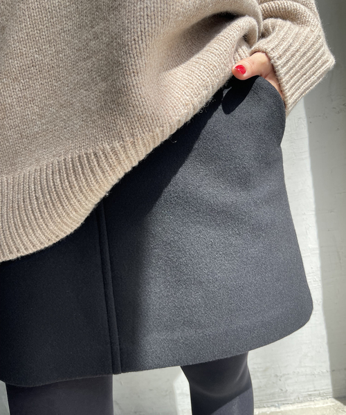 Spick & Span（スピックアンドスパン）の「《追加》メルトンAラインミニスカート（スカート・レディース・チャコールグレー/ブラック/アイボリー・36/38）」の14枚目の写真