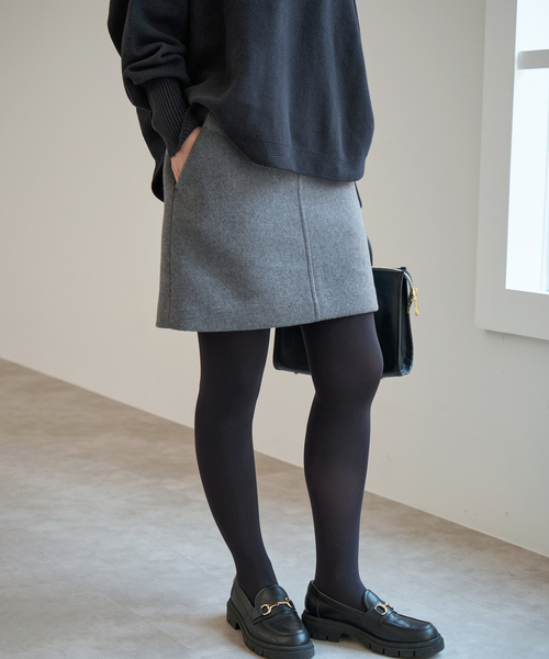 Spick & Span（スピックアンドスパン）の「《追加》メルトンAラインミニスカート（スカート・レディース・チャコールグレー/ブラック/アイボリー・36/38）」の20枚目の写真