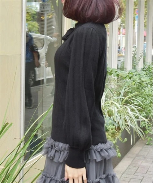 axes femme（アクシーズファム）の「花チャーム機能付リボンニット（ニット/セーター・レディース・キナリ/ブラック/ワイン・FREE）」の5枚目の写真