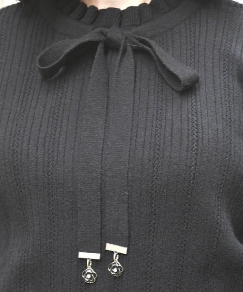 axes femme（アクシーズファム）の「花チャーム機能付リボンニット（ニット/セーター・レディース・キナリ/ブラック/ワイン・FREE）」の7枚目の写真