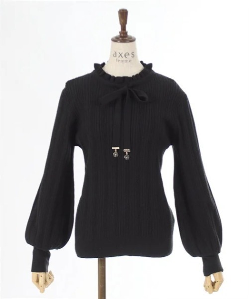 axes femme（アクシーズファム）の「花チャーム機能付リボンニット（ニット/セーター・レディース・キナリ/ブラック/ワイン・FREE）」の8枚目の写真