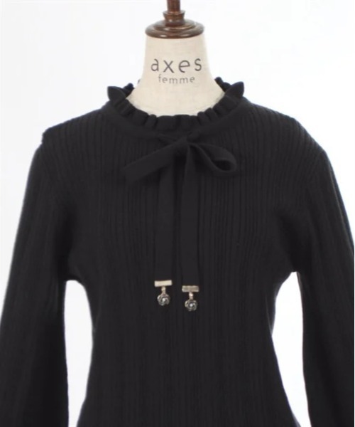 axes femme（アクシーズファム）の「花チャーム機能付リボンニット（ニット/セーター・レディース・キナリ/ブラック/ワイン・FREE）」の11枚目の写真
