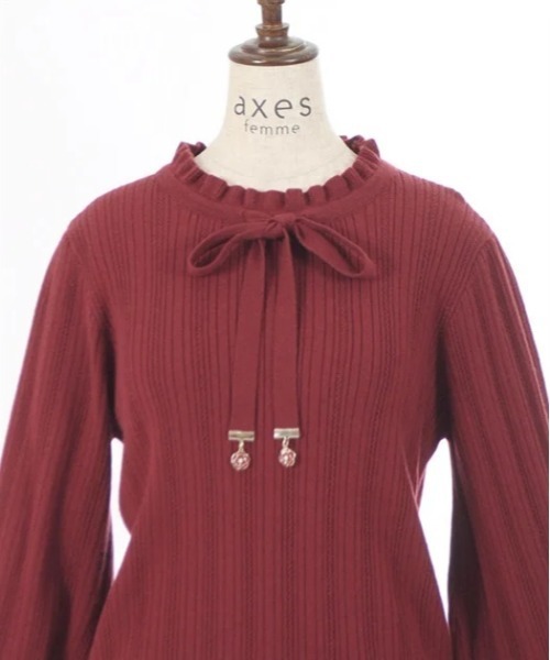 axes femme（アクシーズファム）の「花チャーム機能付リボンニット（ニット/セーター・レディース・キナリ/ブラック/ワイン・FREE）」の20枚目の写真