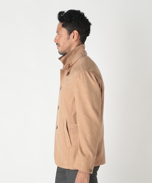 MEN'S BIGI（メンズビギ）の「リネンツイード調ポリエステルスタンドカラーブルゾン（ブルゾン・メンズ・ネイビー/ブラウン/サックスブルー・04/03/02/01）」の6枚目の写真