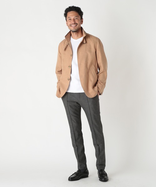 MEN'S BIGI（メンズビギ）の「リネンツイード調ポリエステルスタンドカラーブルゾン（ブルゾン・メンズ・ネイビー/ブラウン/サックスブルー・04/03/02/01）」の11枚目の写真