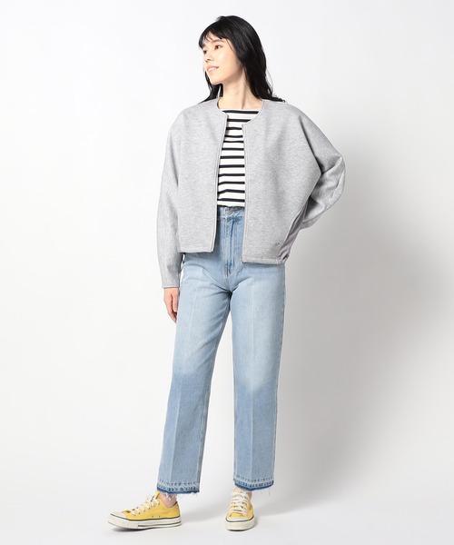 Grand PARK（グランドパーク）の「ドルマンダーツスリーブライトダンボール素材　切替ブルゾン（ブルゾン・レディース・アイボリー/杢グレー/カーキ・FREE）」の4枚目の写真