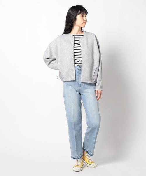 Grand PARK（グランドパーク）の「ドルマンダーツスリーブライトダンボール素材　切替ブルゾン（ブルゾン・レディース・アイボリー/杢グレー/カーキ・FREE）」の5枚目の写真