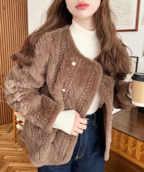 LOULOU select（ルルセレクト）の「ケーブル柄ダブルボタンノー