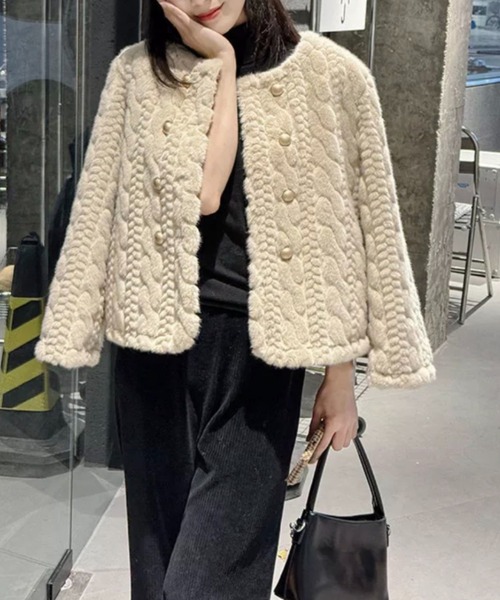 タグ付属☆極美品☆セオリー☆ショートノーカラーファーブルゾン