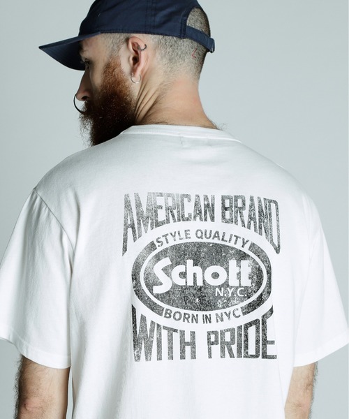 schott（ショット）の「Schott/ショット/T-SHIRT AMERICAN BRAND WITH PRIDE/Tシャツ アメリカンブランド ウィズ プライド（Tシャツ/カットソー・メンズ・ブラック/ホワイト/ネイビー・M/L/XL/2XL）」の2枚目の写真
